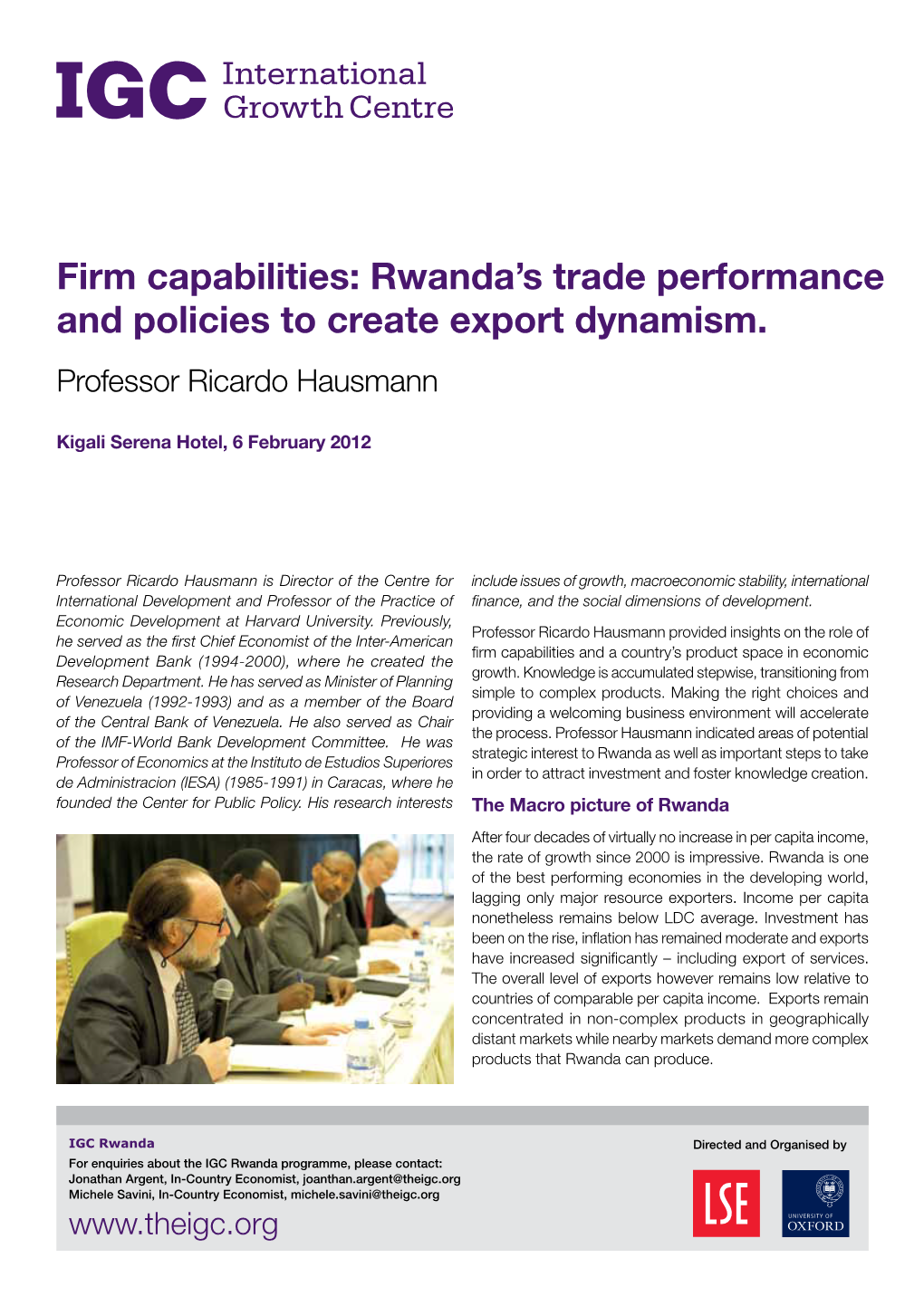 Firm Capabilities: Rwanda's Trade Performance and Policies to Create Export Dynamism