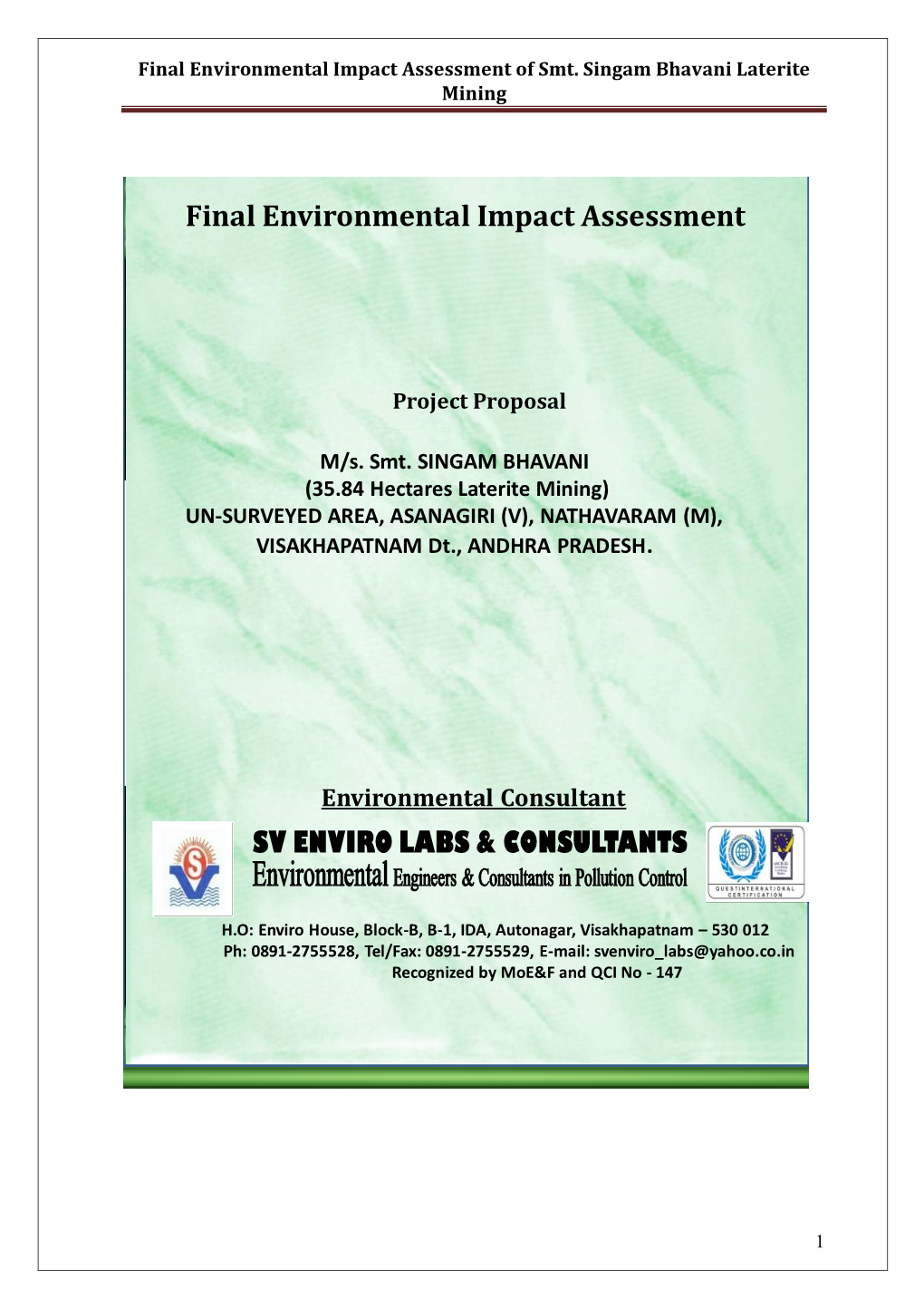 Final Environmental Impact Assessment of Smt
