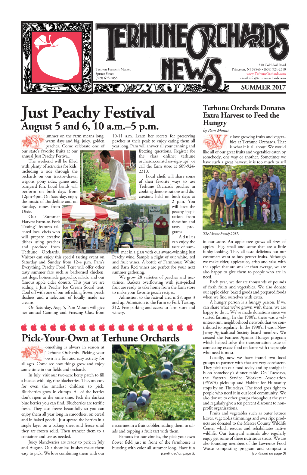 Just Peachy Festival Extra Harvest to Feed the Hungry August 5 and 6, 10 A.M.–5 P.M