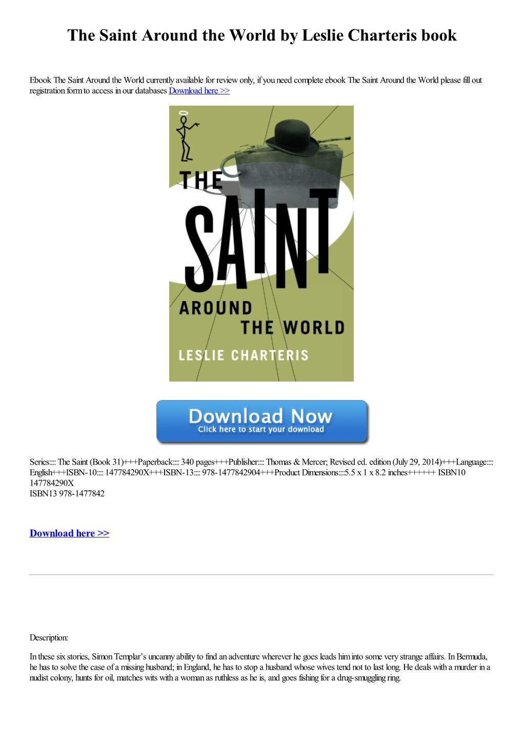 Download Ebook the Saint Around the World by Leslie Charteris [Book]