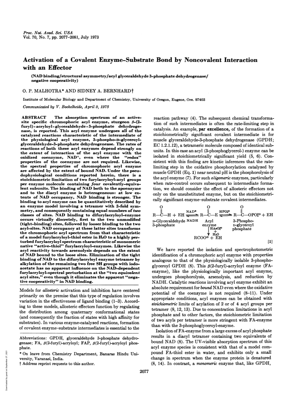 Activation of a Covalent Enzyme-Substrate Bond By