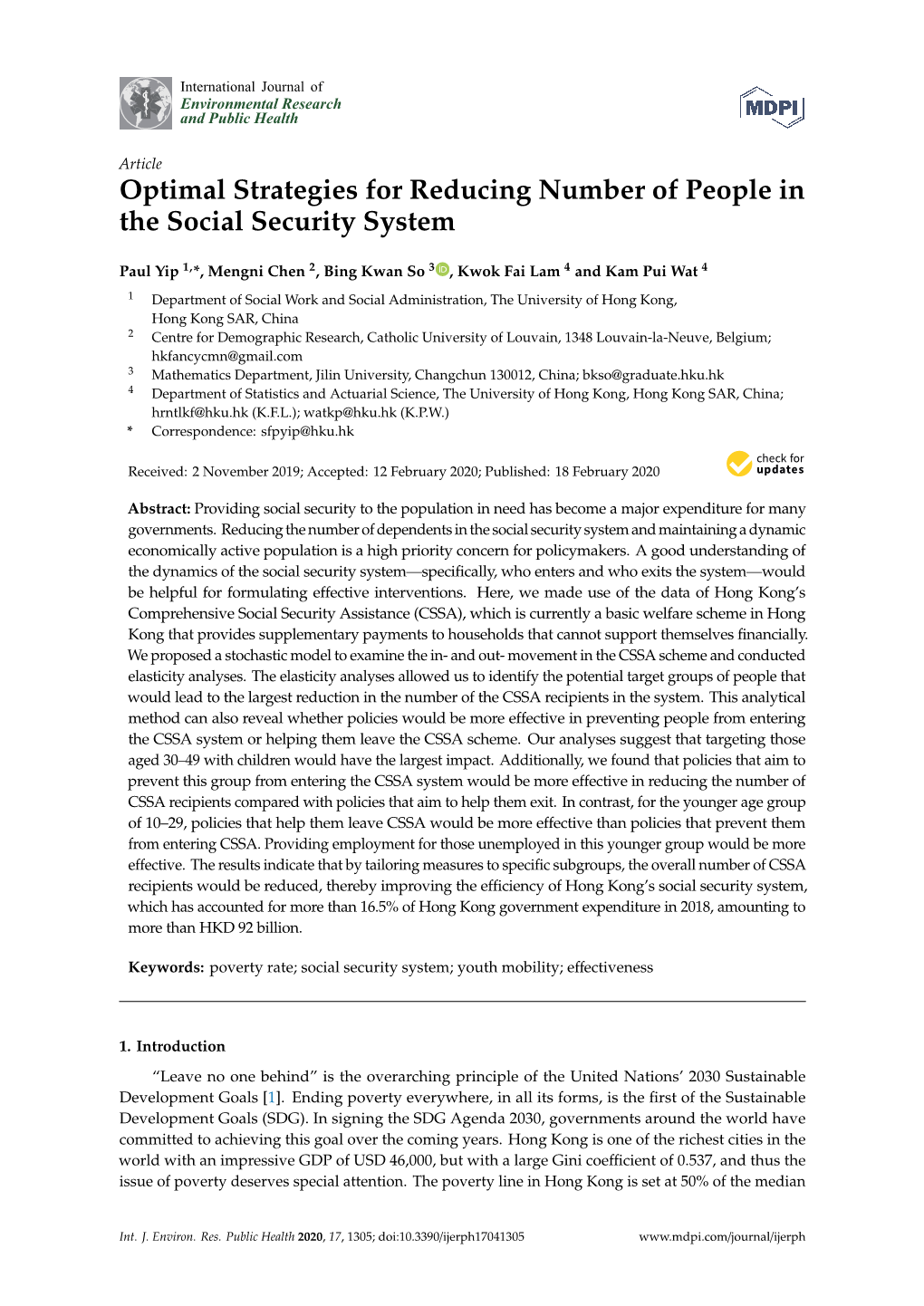 Optimal Strategies for Reducing Number of People in the Social Security System