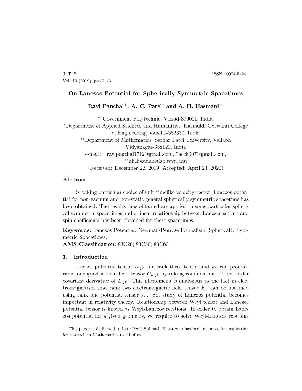 On Lanczos Potential for Spherically Symmetric Spacetimes