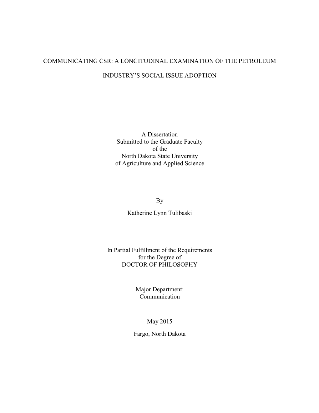 Communicating Csr: a Longitudinal Examination of the Petroleum