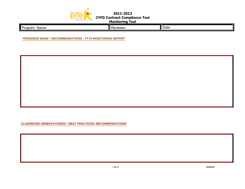 CYFD Contract Compliance Tool