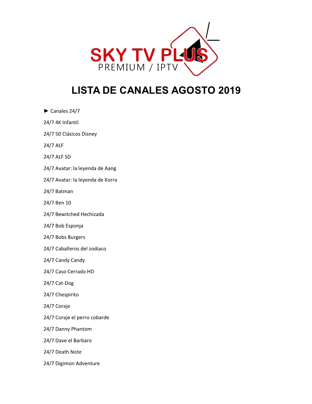 Lista De Canales Agosto 2019