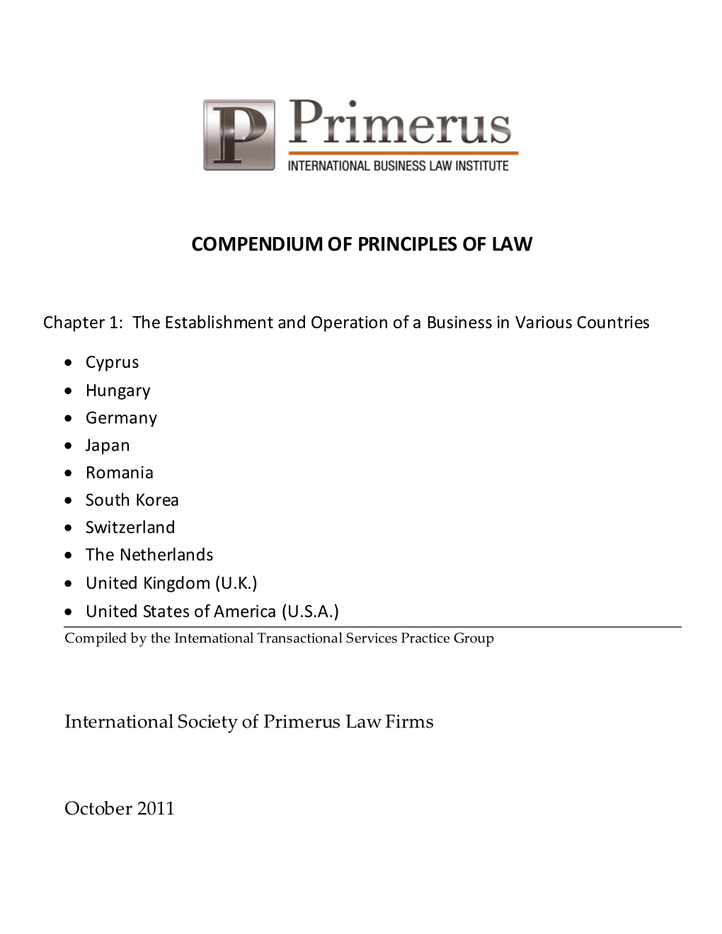 Compendium of Principles of Law