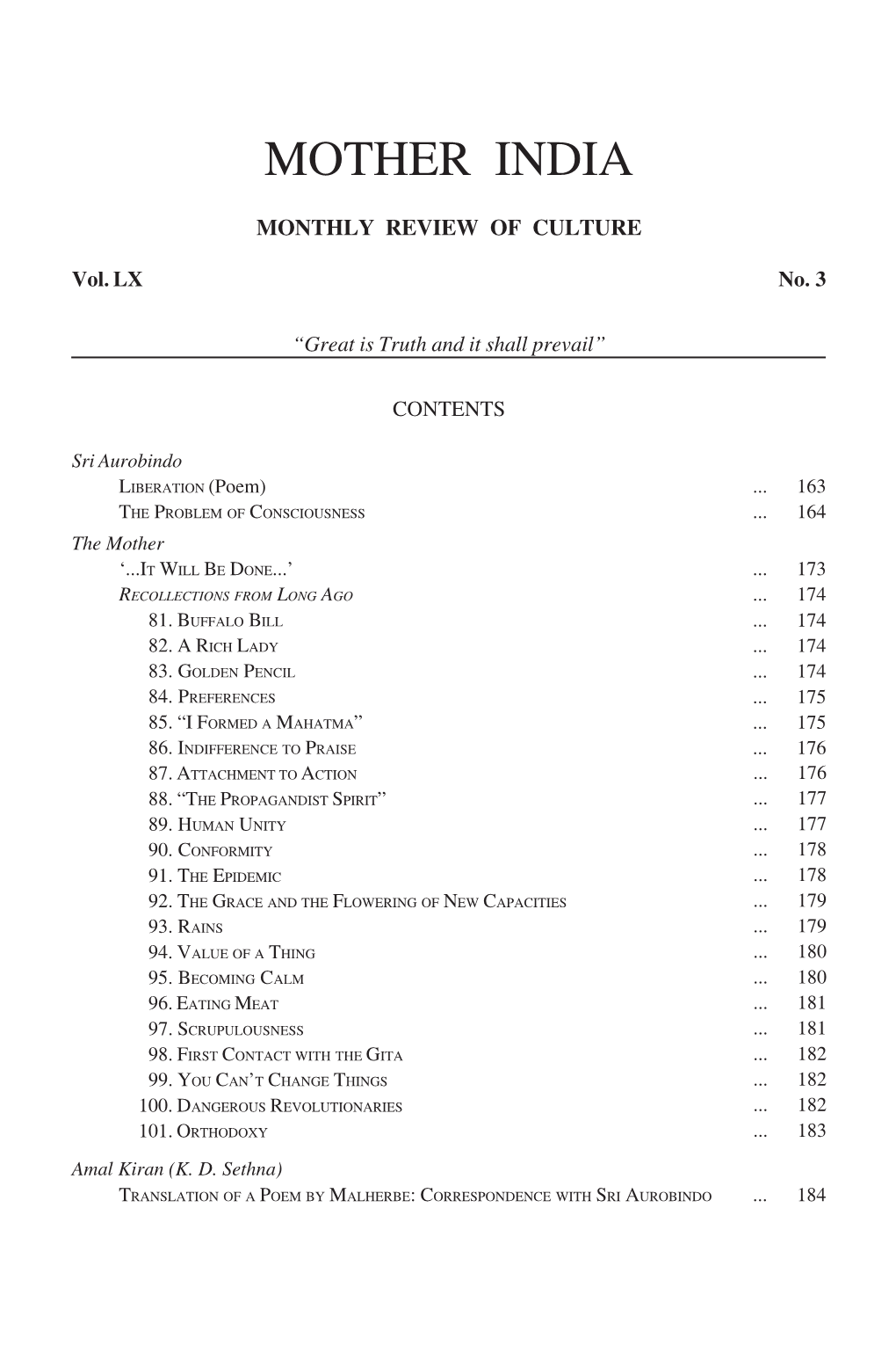 March 2007 the Problem of Consciousness