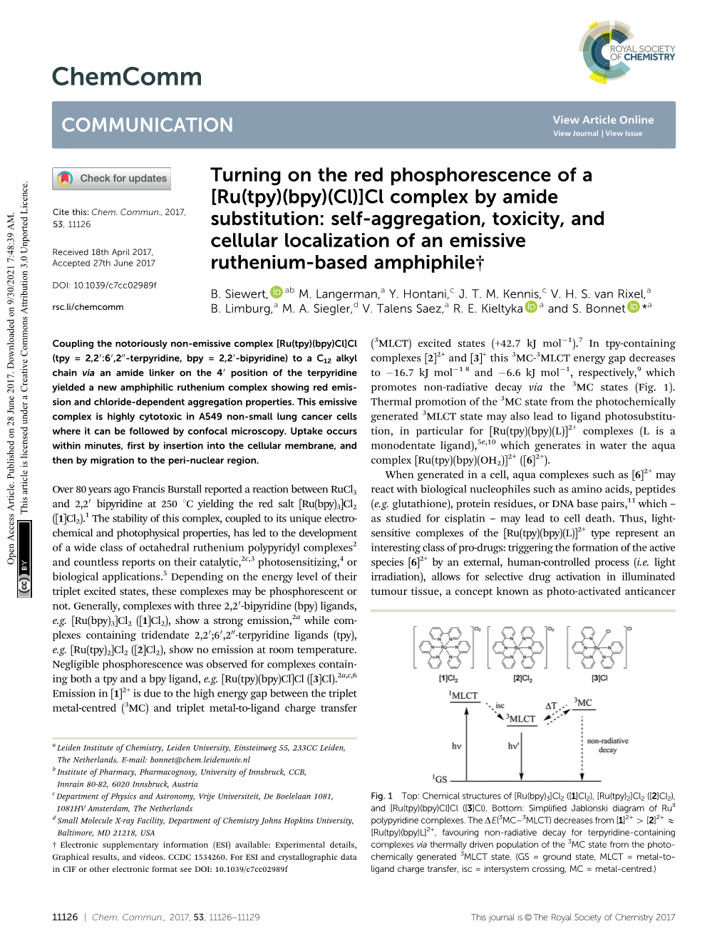 [Ru(Tpy)(Bpy)(Cl)]Cl Complex by Amide Substitution