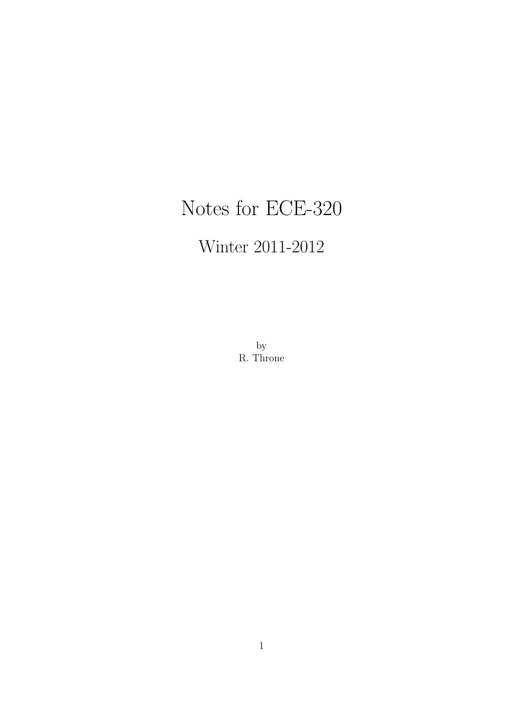 Notes for ECE-320