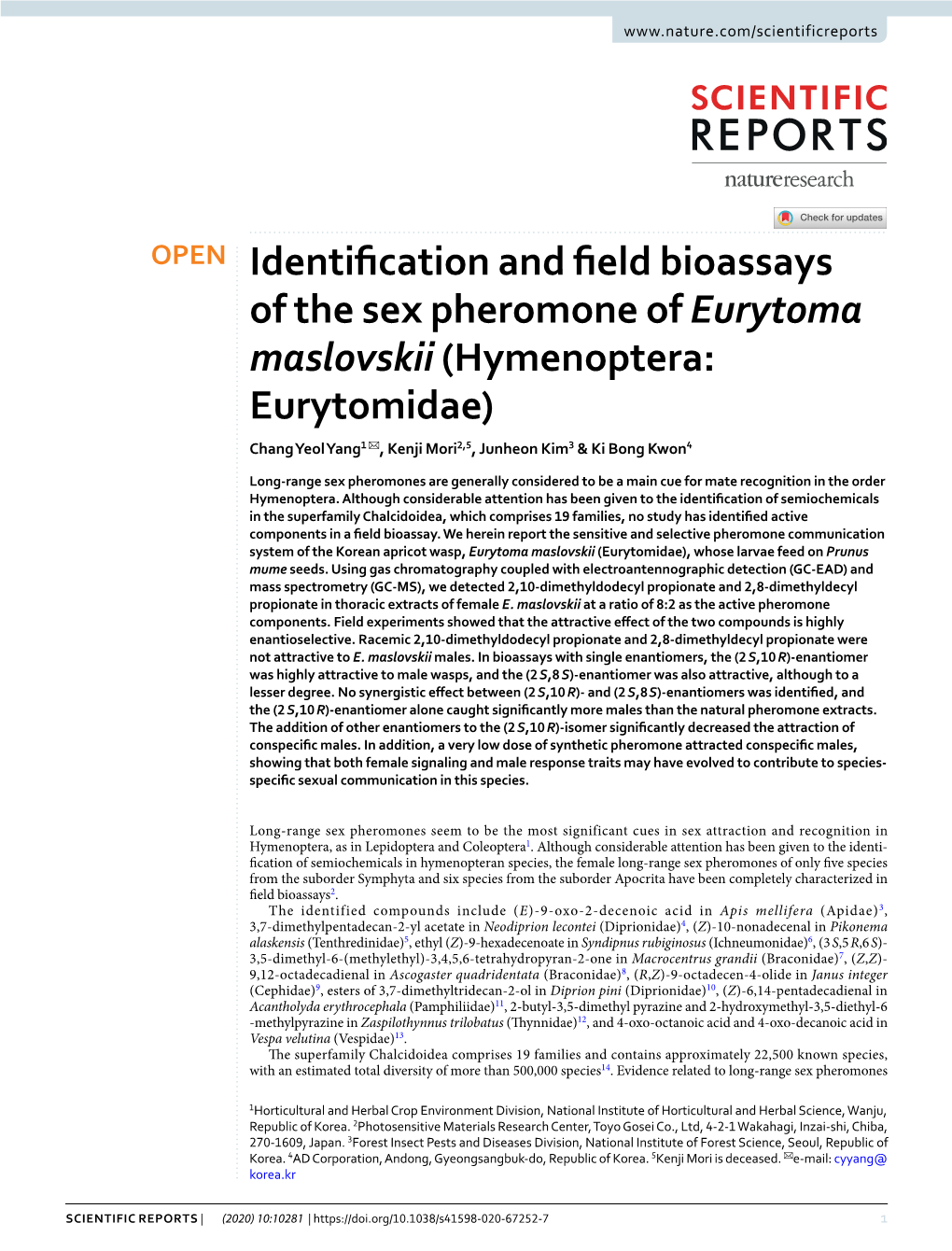 Identification and Field Bioassays of the Sex Pheromone Of