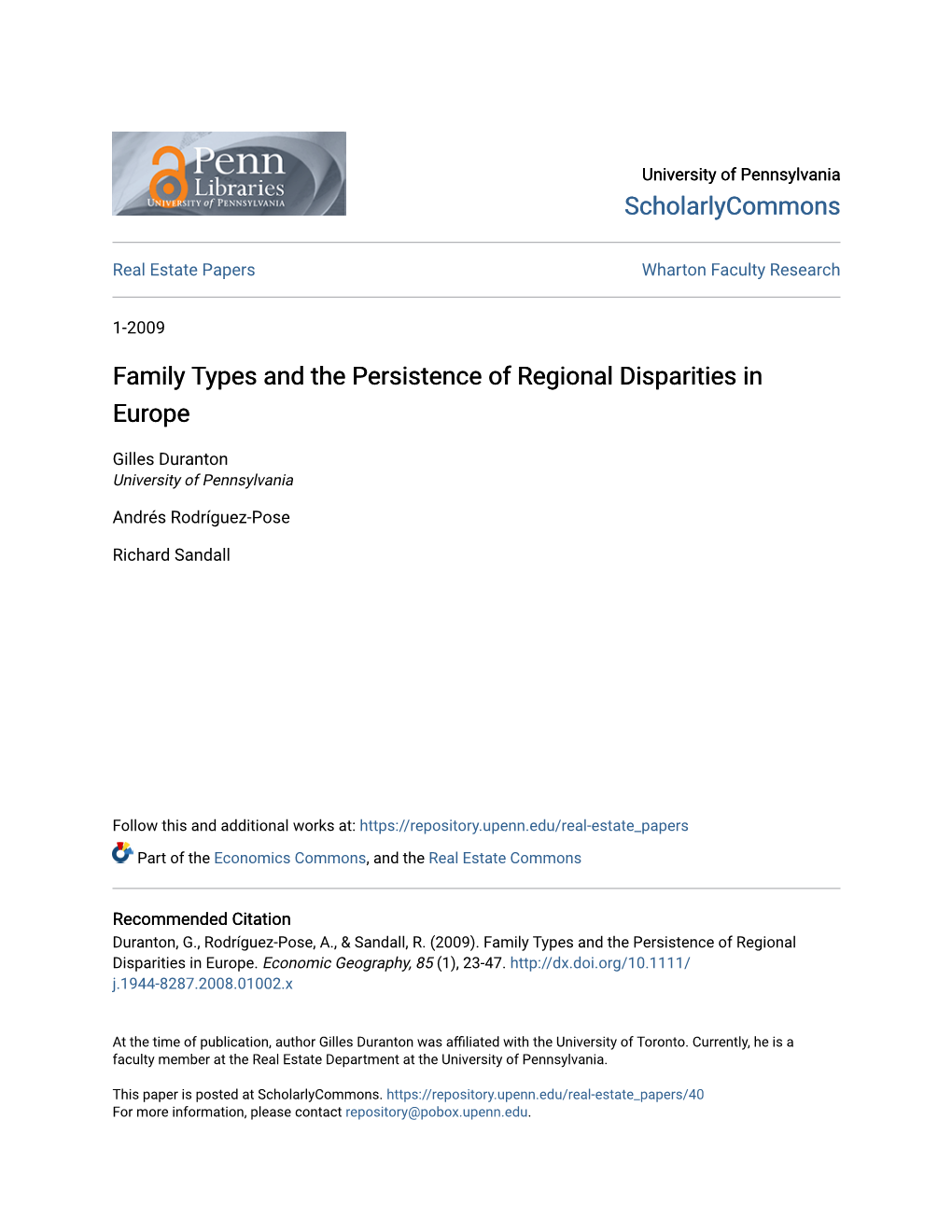 Family Types and the Persistence of Regional Disparities in Europe