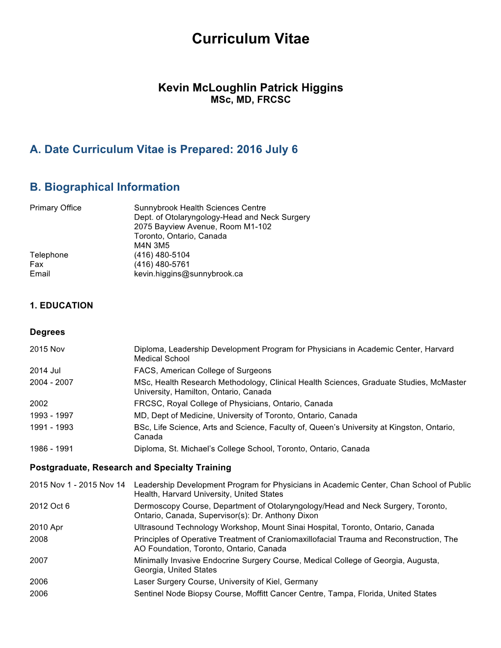 Download Dr. Higgin's Full CV