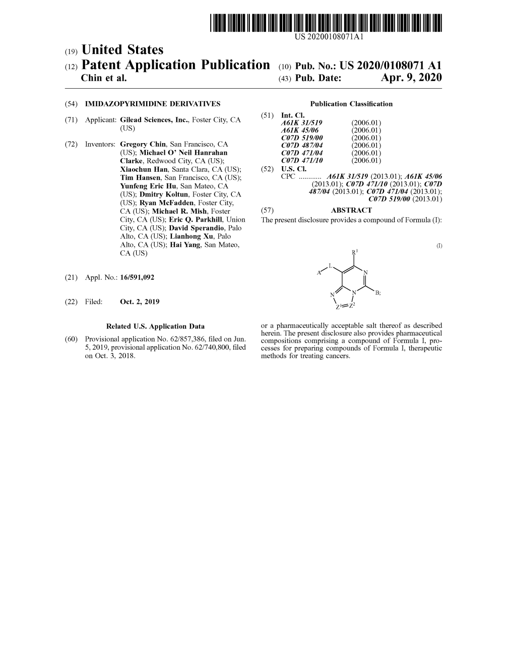 ( 12 ) Patent Application Publication