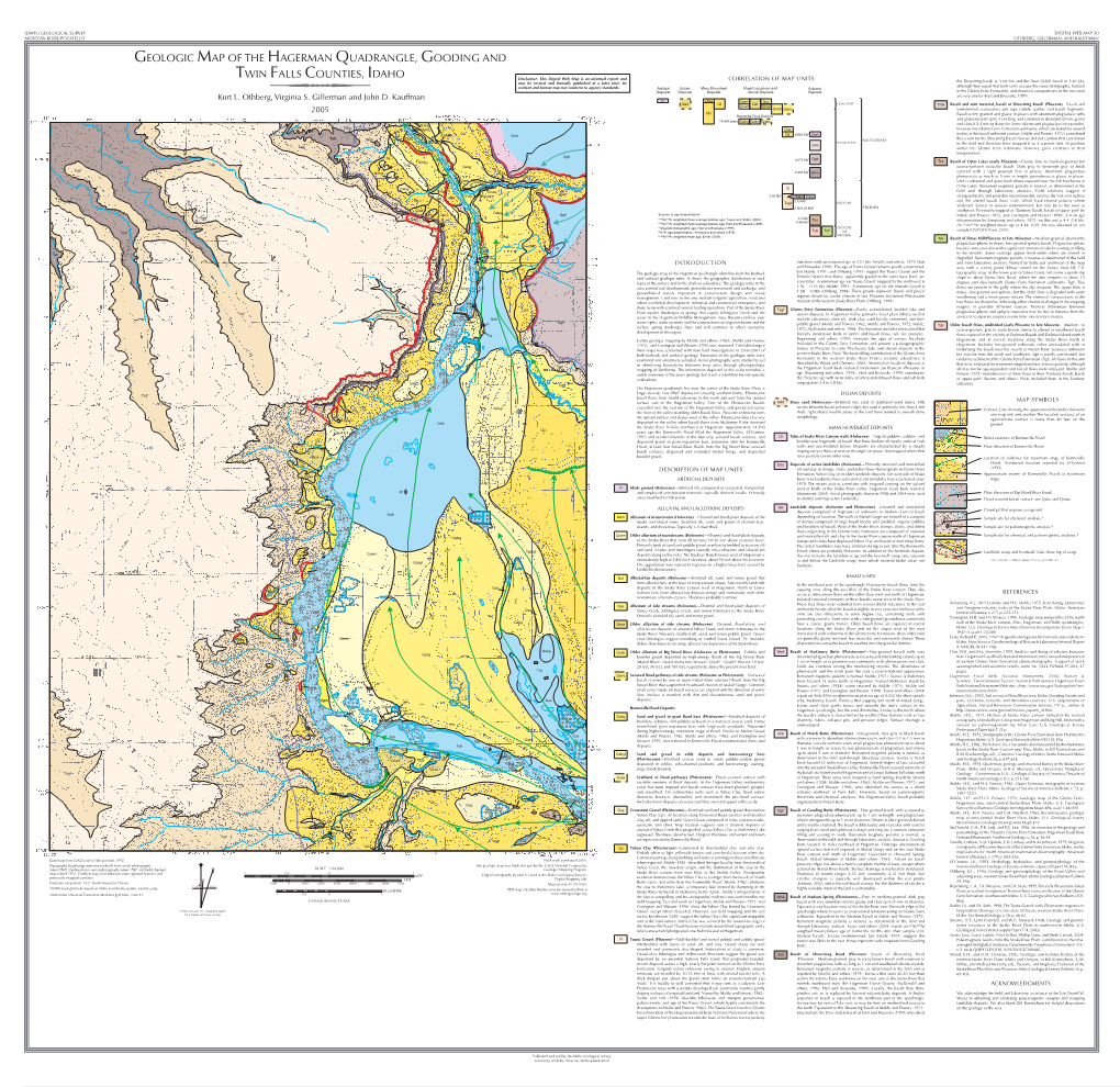 Geologic Map of the Hagerman Quadrangle, Gooding and Twin