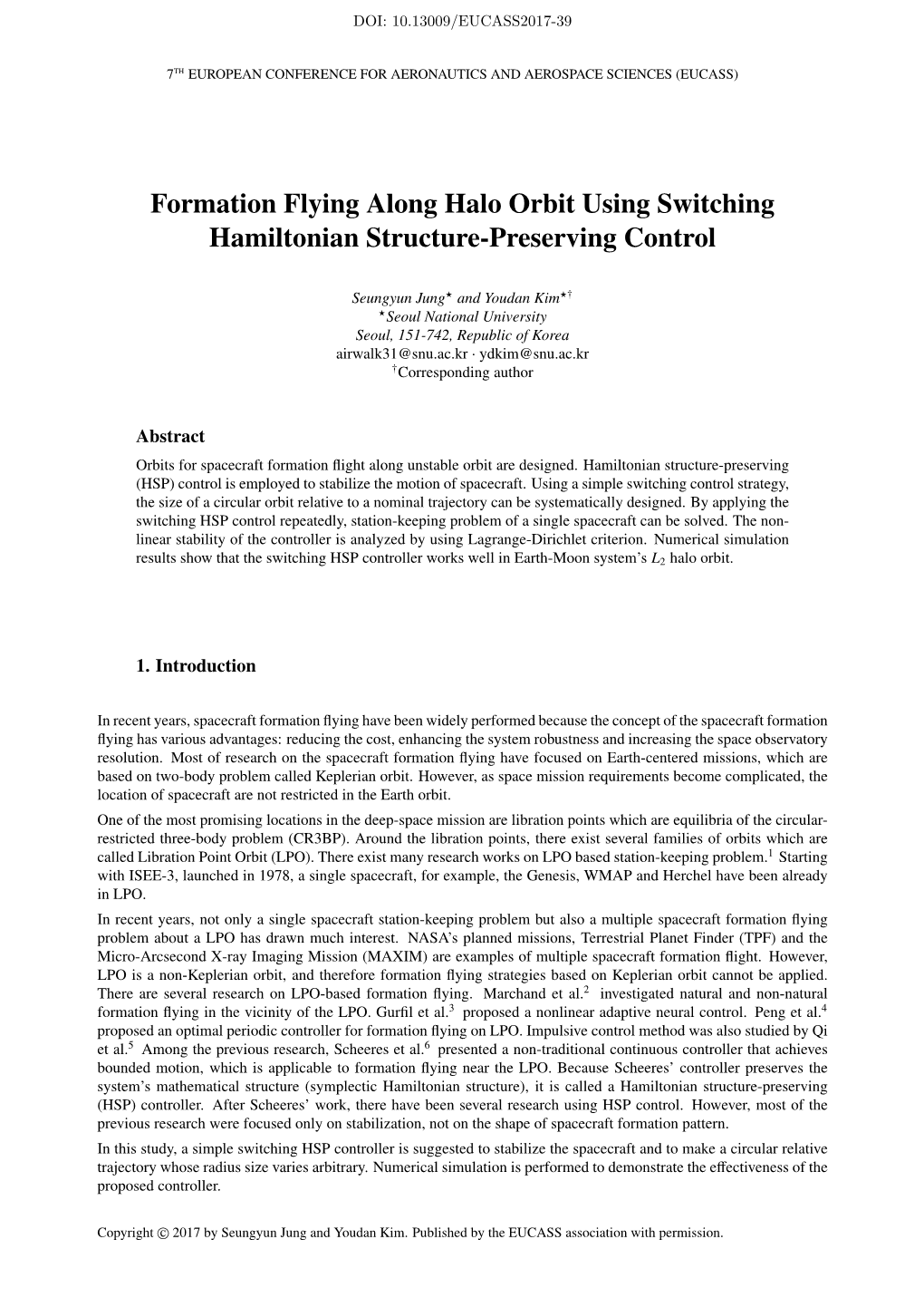 Formation Flying Along Halo Orbit Using Switching Hamiltonian Structure-Preserving Control