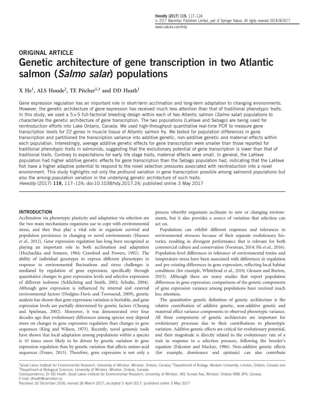 Genetic Architecture of Gene Transcription in Two Atlantic Salmon (Salmo Salar) Populations