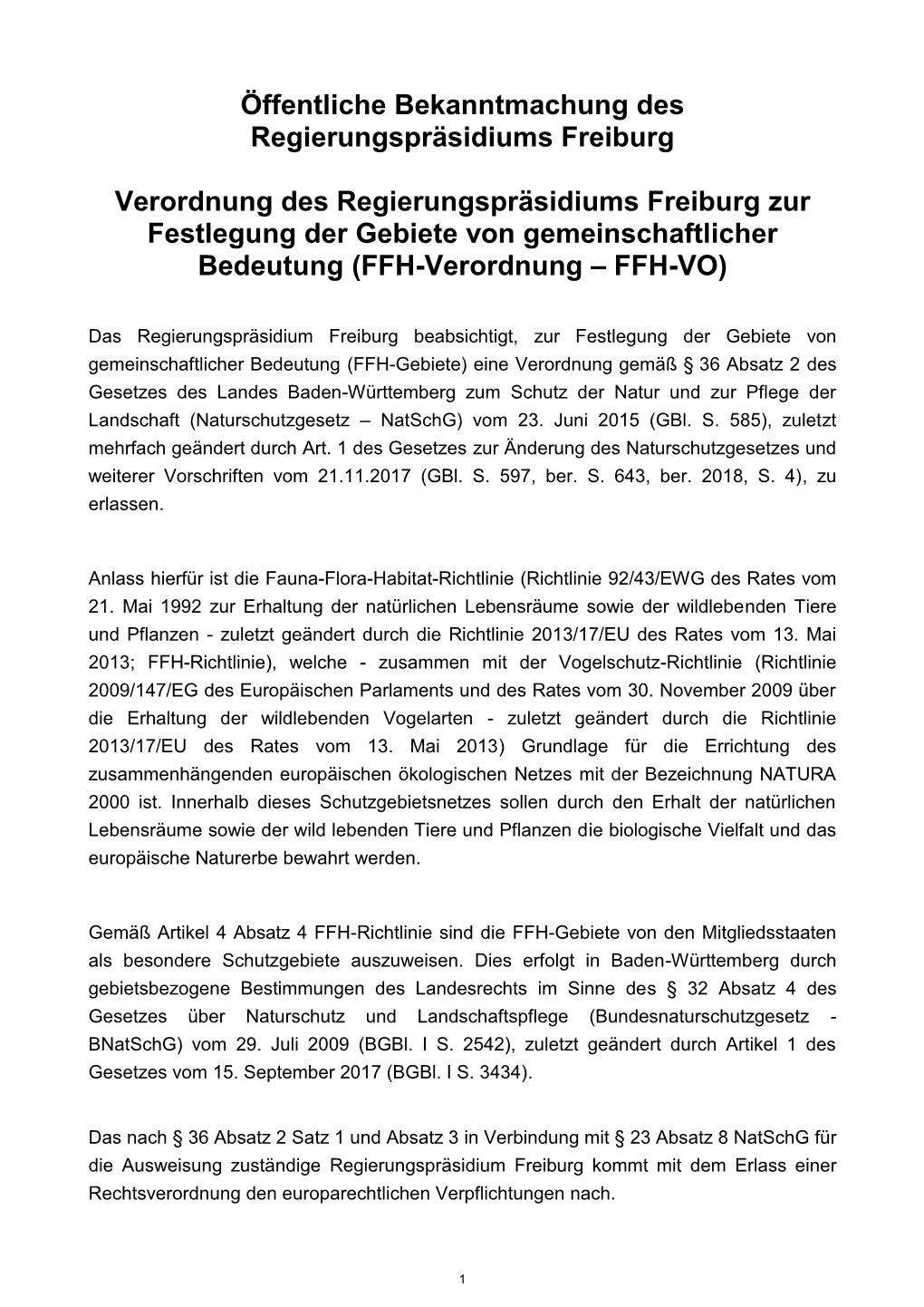 Öffentliche Bekanntmachung Des Regierungspräsidiums Freiburg