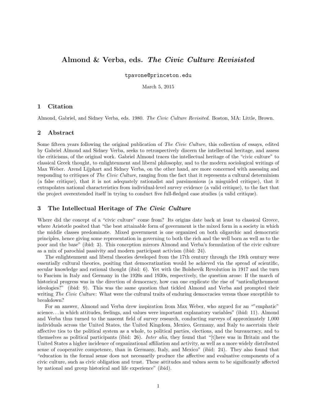 Almond and Verba-The Civic Culture Revisited