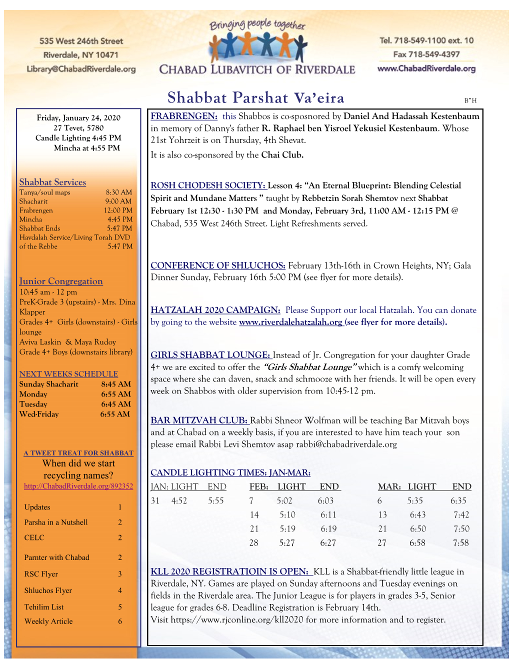 Shabbat Parshat Va'eira