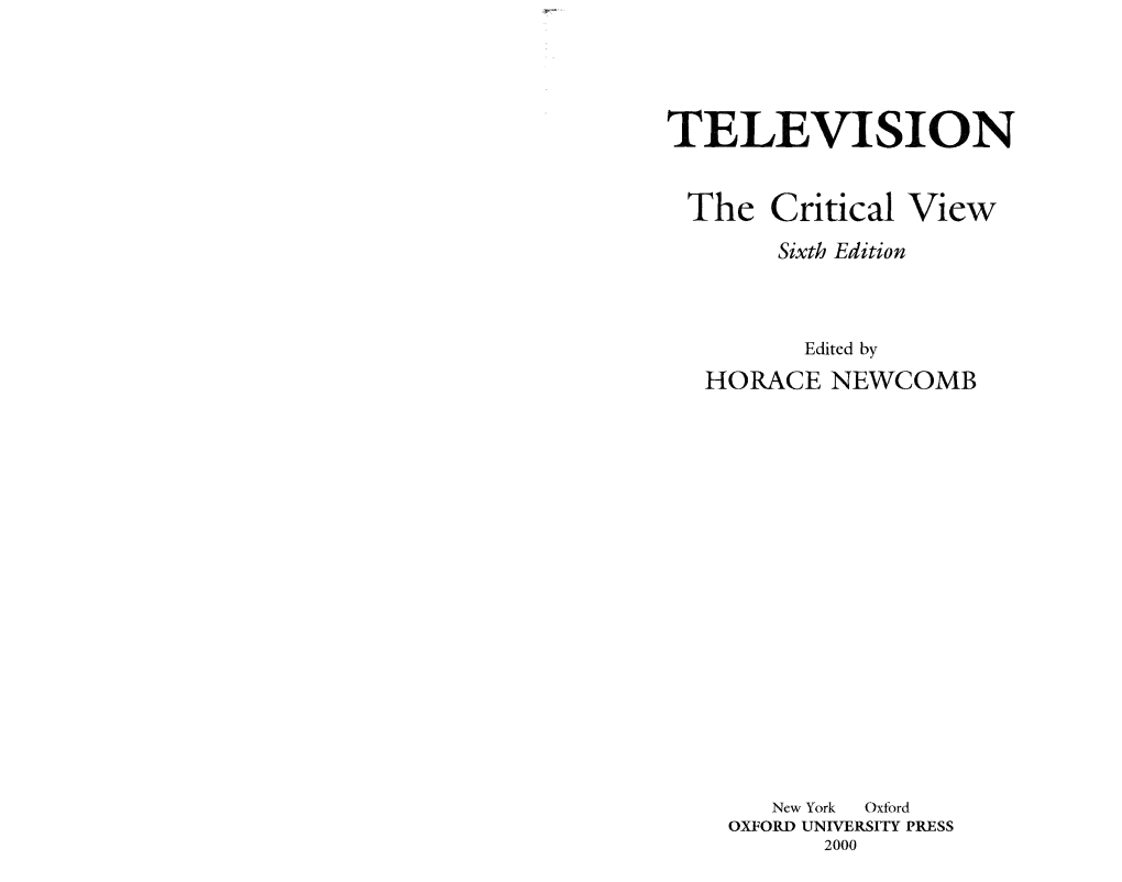 TELEVISION the Critical View Sixth Edition