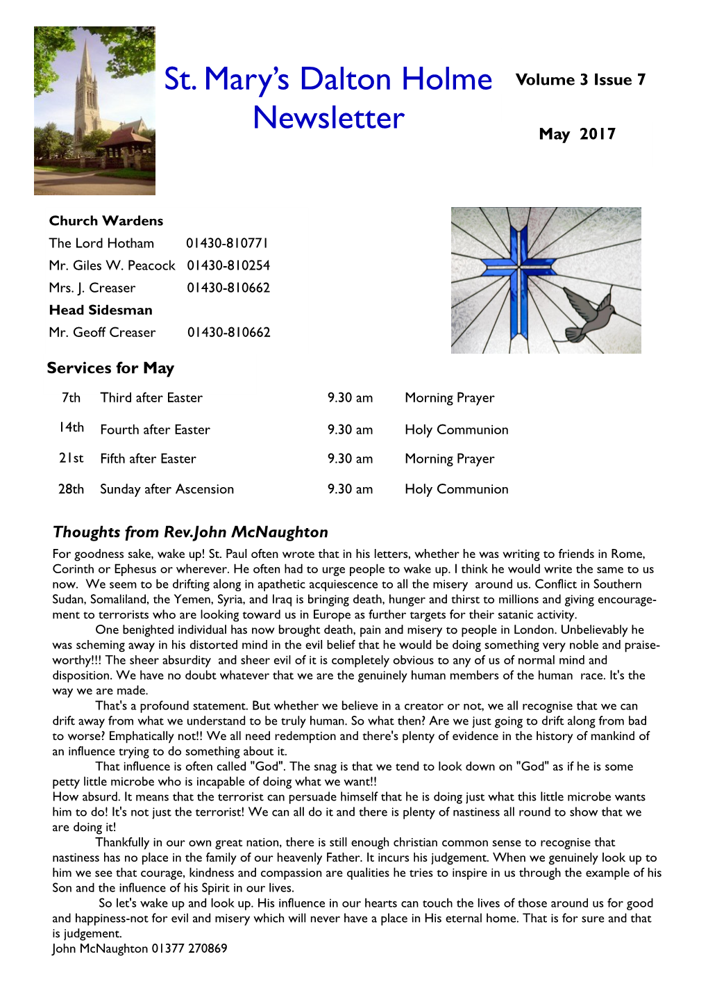 St. Mary's Dalton Holme Newsletter