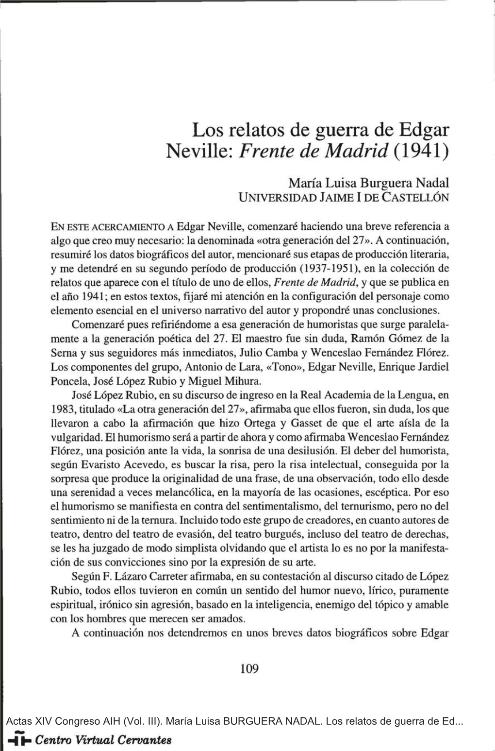 Los Relatos De Guerra De Edgar Neville: «Frente De Madrid» (1941)