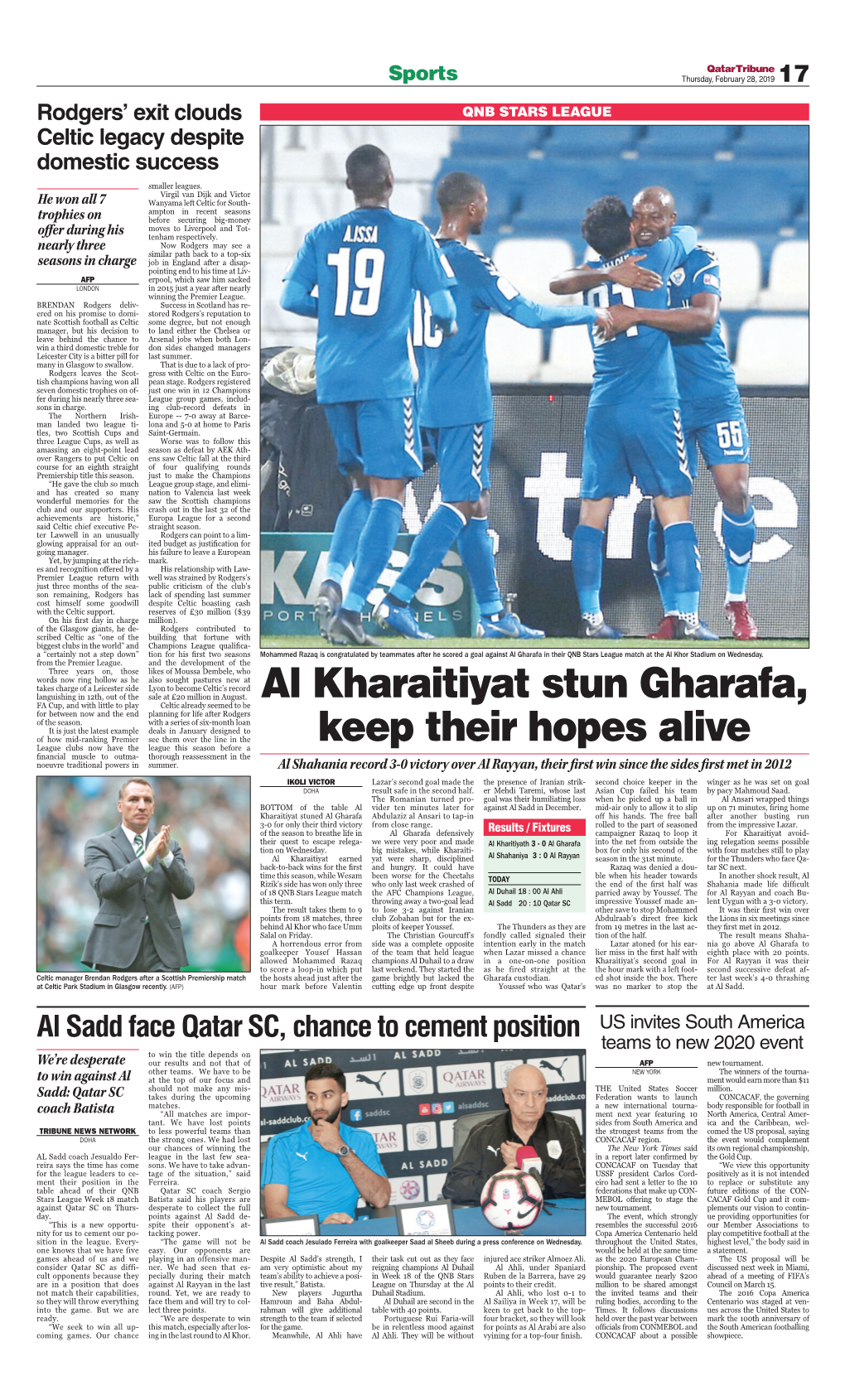 Al Kharaitiyat Stun Gharafa, Keep Their Hopes Alive