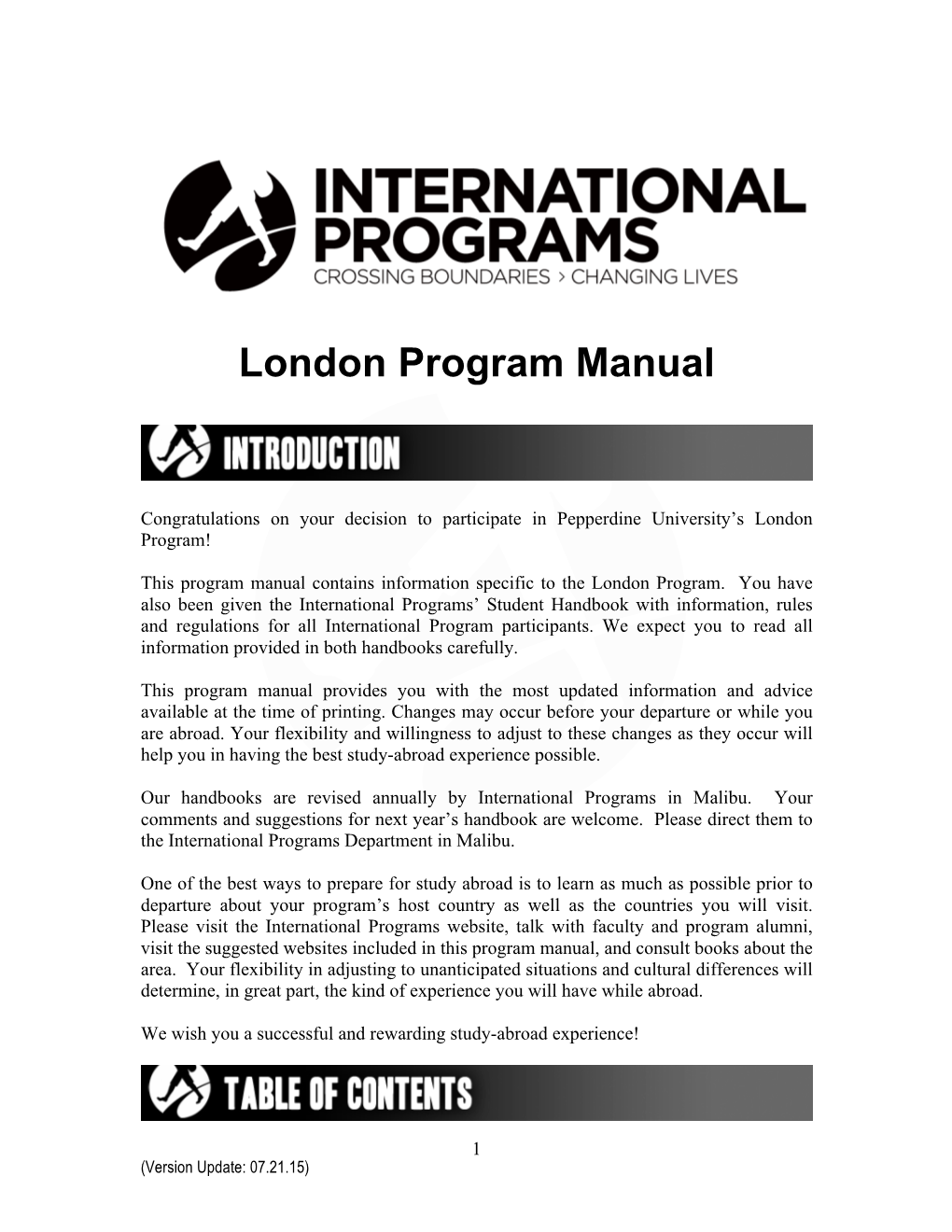 London Program Manual