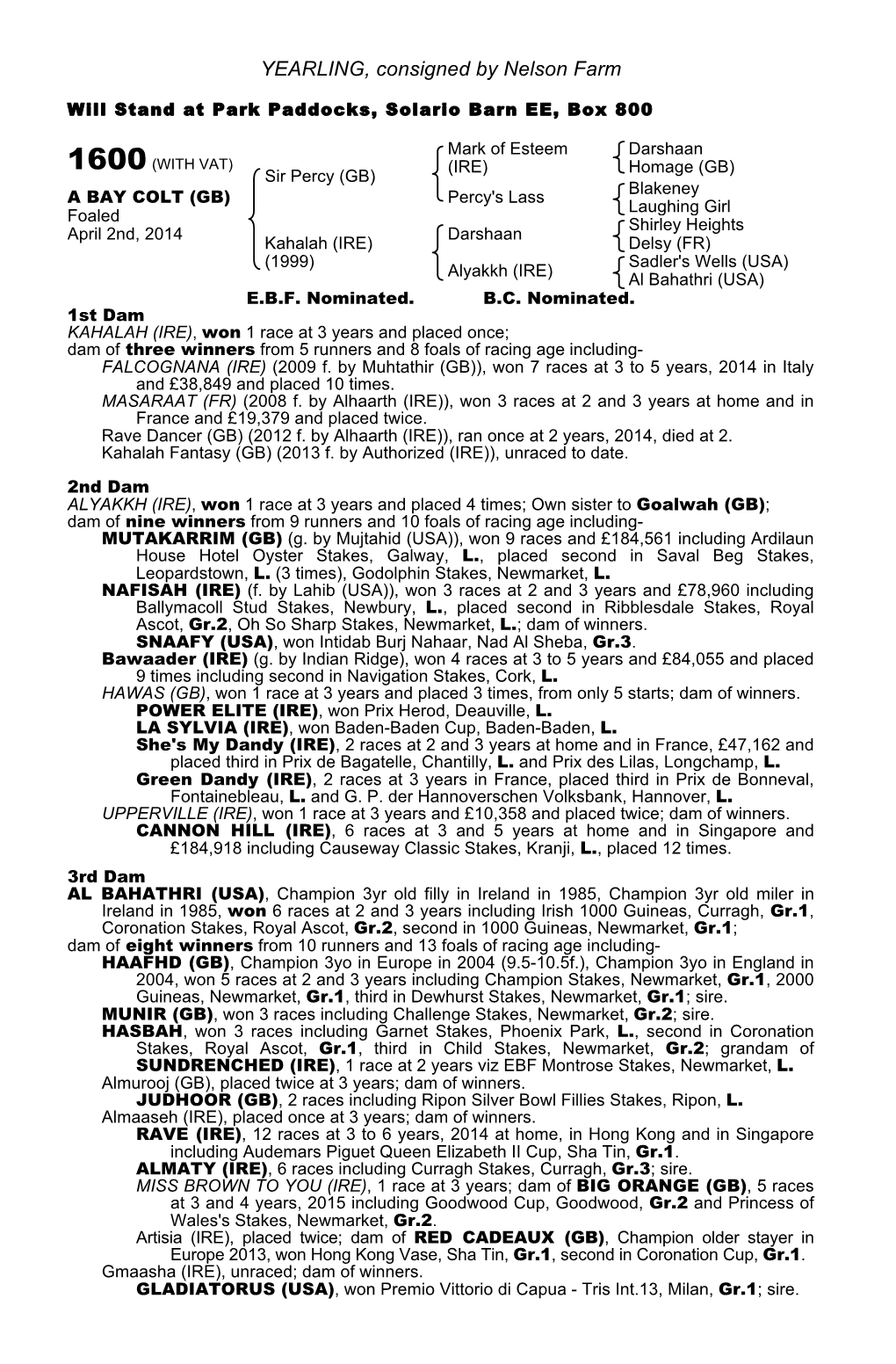 October Yearling Sale Book 1