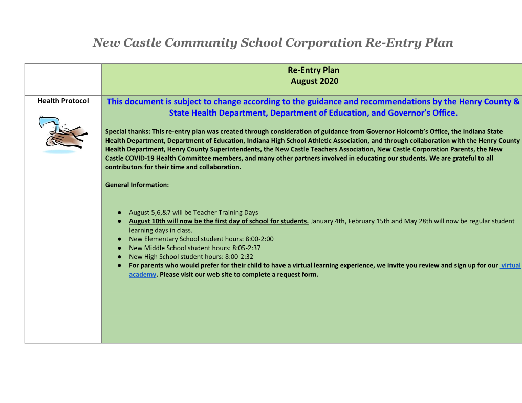 August 2020 NCCSC Re-Entry Plan