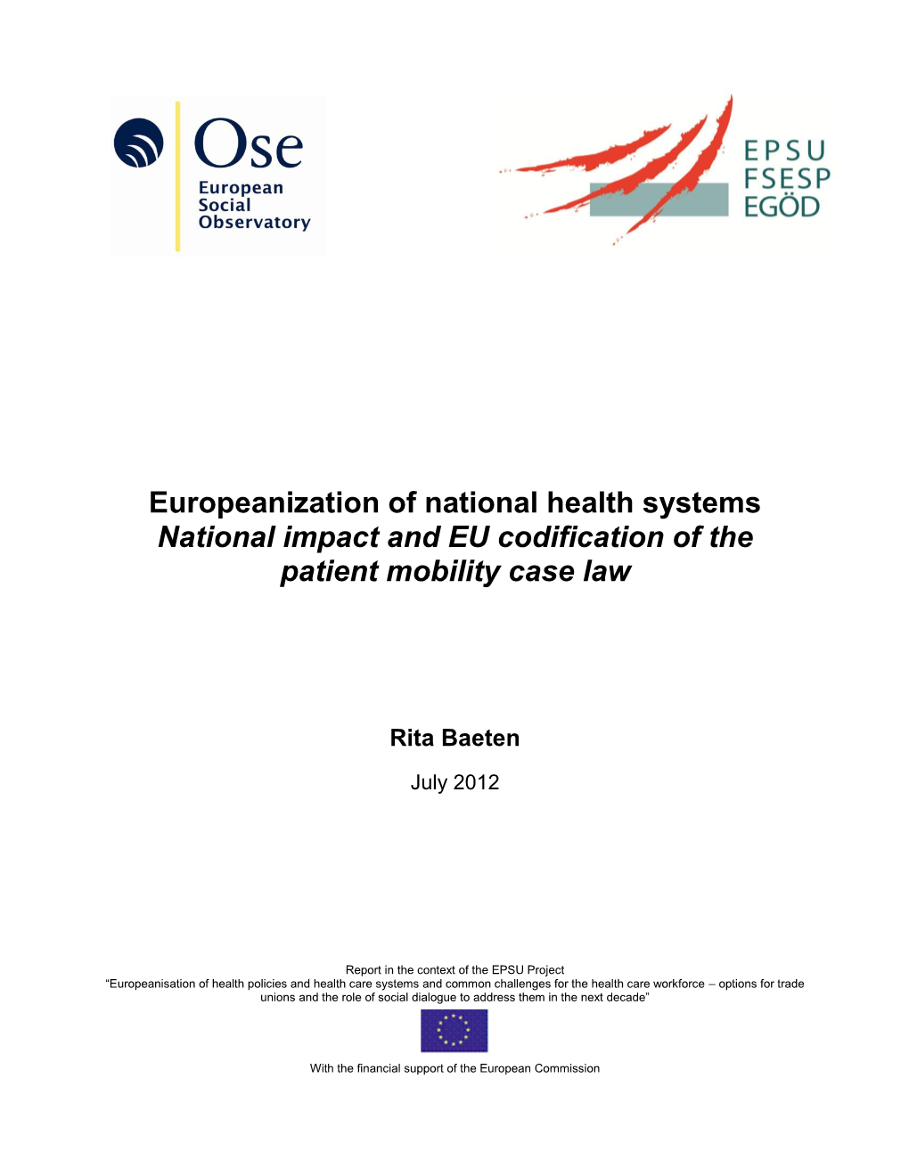 Europeanization of National Health Systems National Impact and EU Codification of the Patient Mobility Case Law