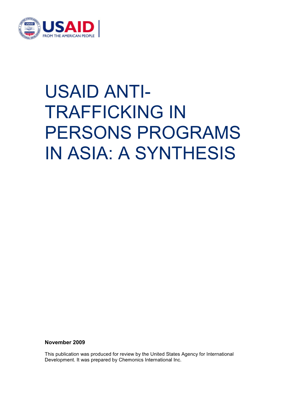 USAID Anti-Trafficking in Persons Program in Asia: a Synthesis