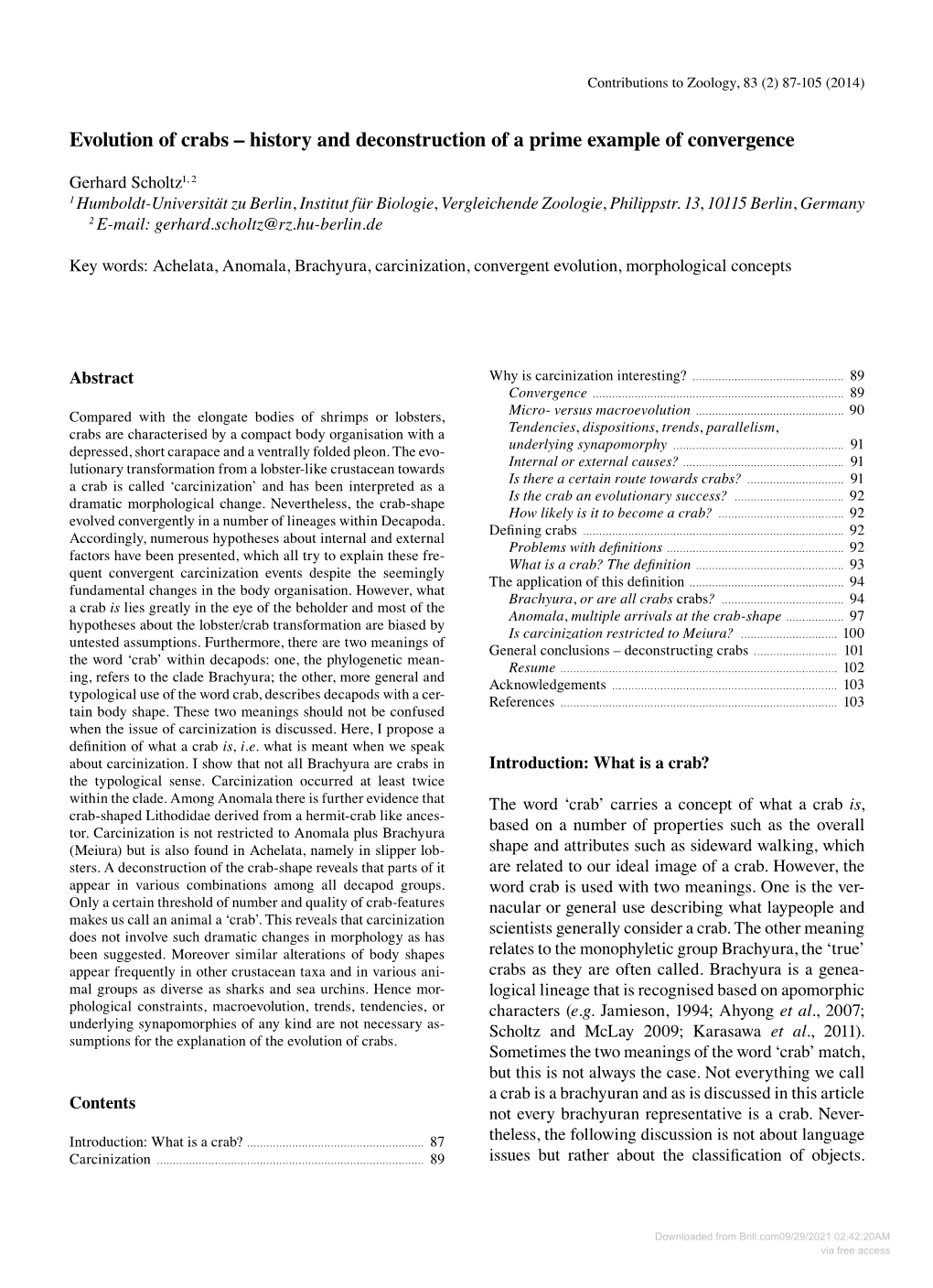 Evolution of Crabs – History and Deconstruction of a Prime Example of Convergence