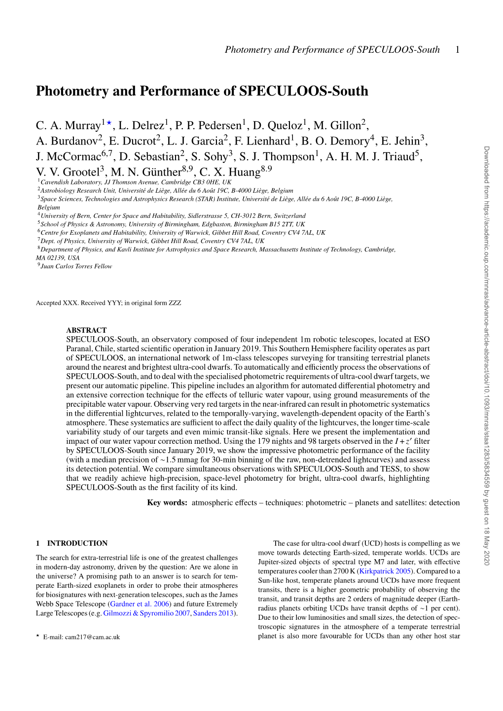 Photometry and Performance of SPECULOOS-South 1