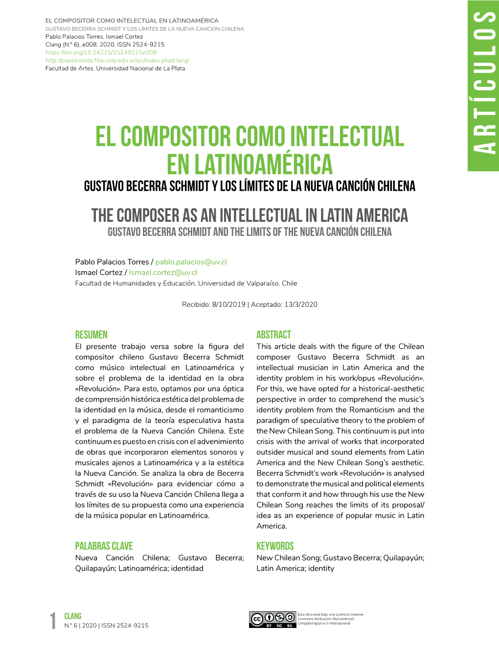 El Compositor Como Intelectual En Latinoamérica