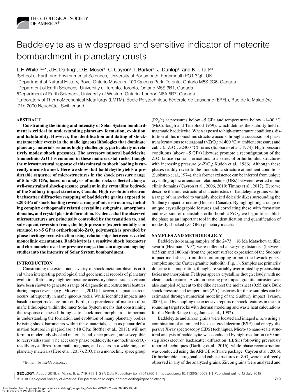 Baddeleyite As a Widespread and Sensitive Indicator of Meteorite Bombardment in Planetary Crusts