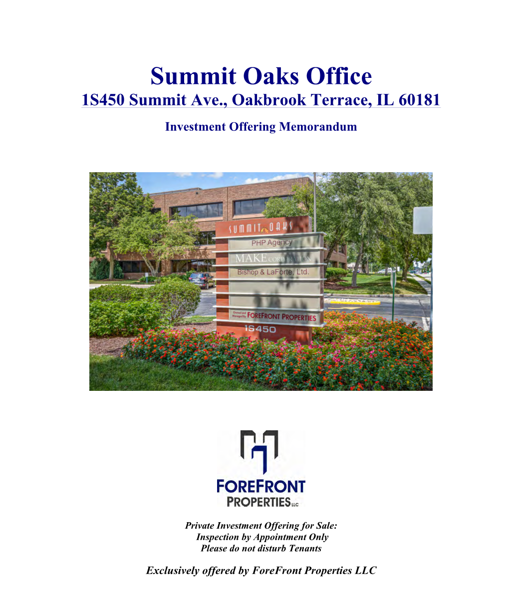 Summit Oaks Office 1S450 Summit Ave., Oakbrook Terrace, IL 60181