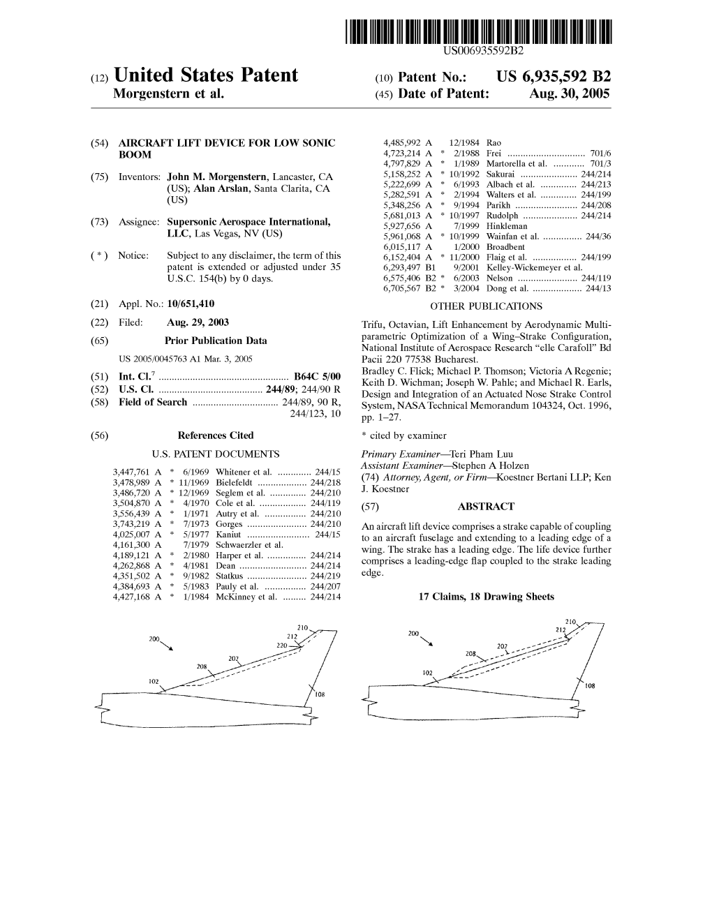 (12) United States Patent (10) Patent No.: US 6,935,592 B2 Morgenstern Et Al
