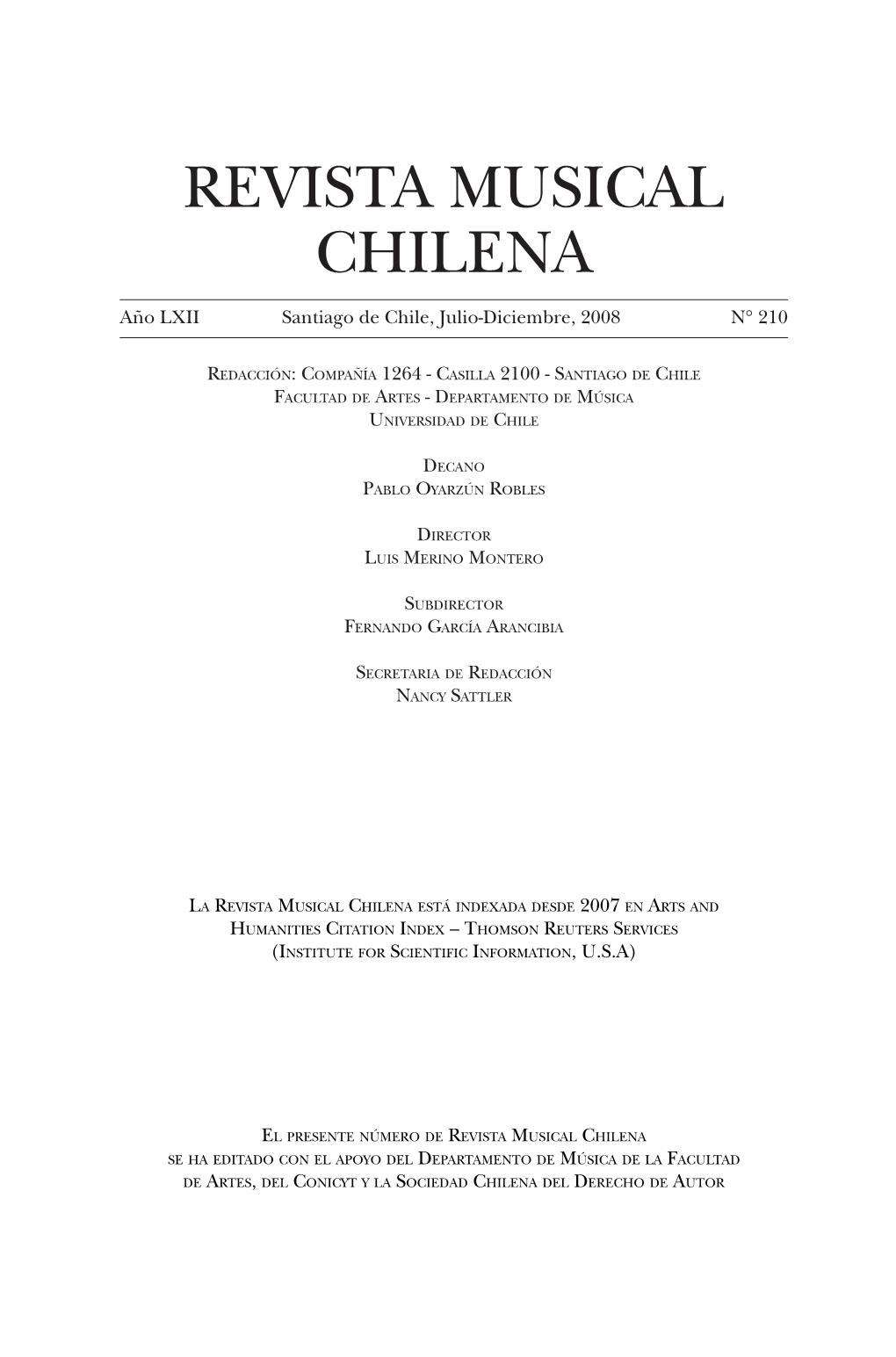 Revista Musical Chilena REVISTA MUSICAL CHILENA