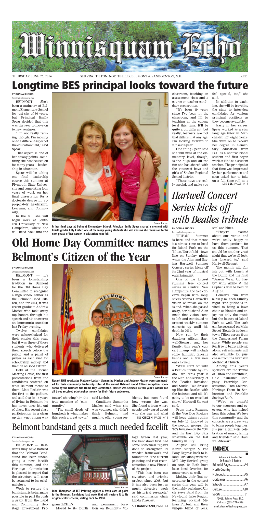 Old Home Day Committee Names Belmont's Citizen of the Year