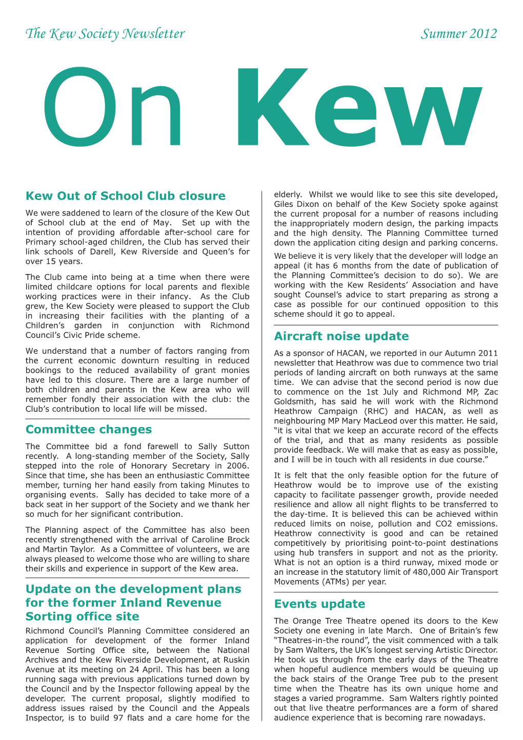 Newsletter Summer 2012