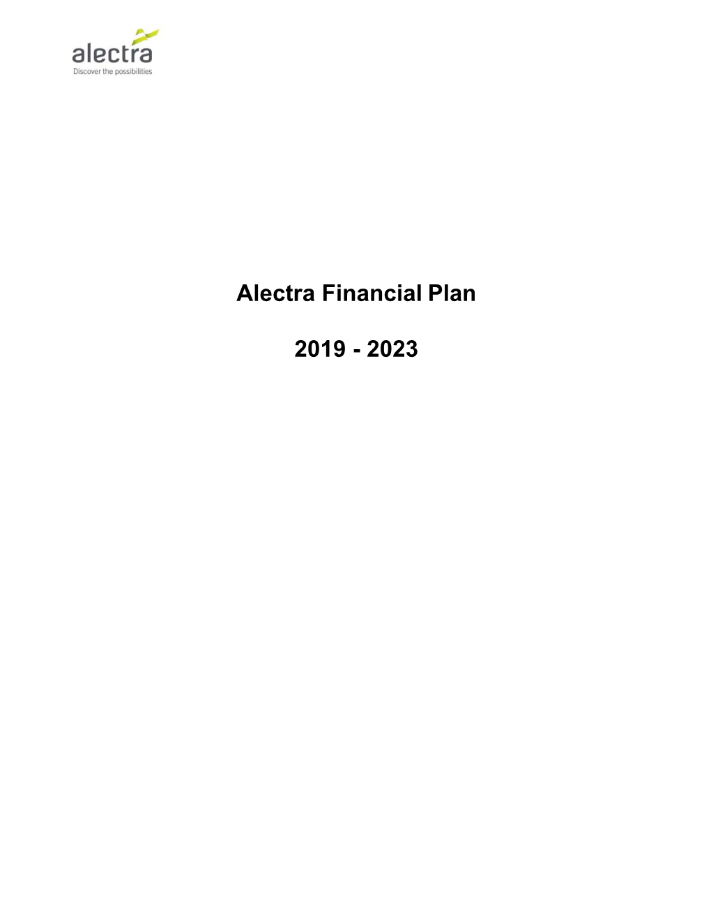 Alectra Financial Plan 2019
