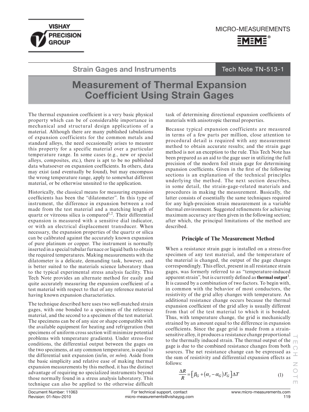 Measurement of Thermal Expansion Coefficient Using Strain Gages