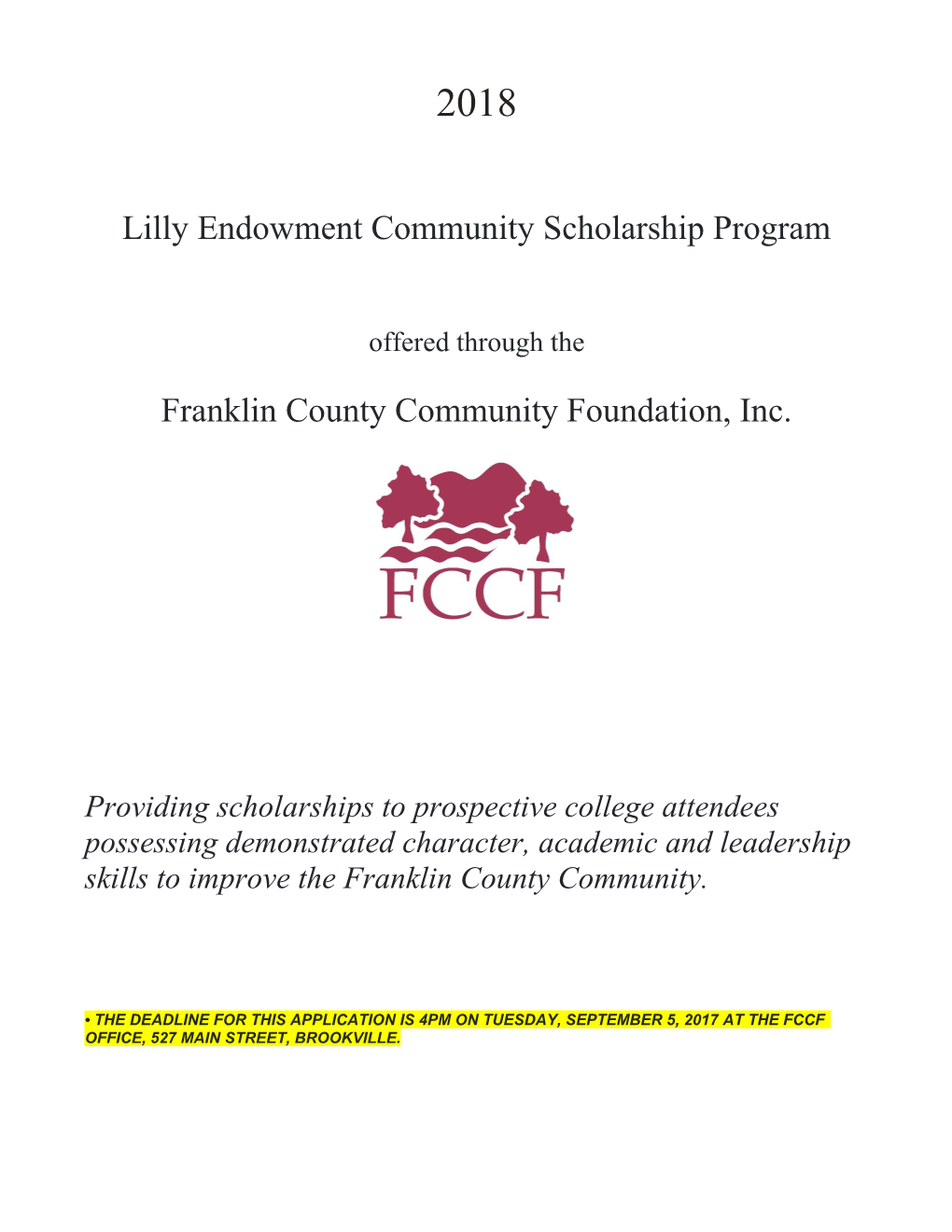 Lilly Endowment Community Scholarship Program