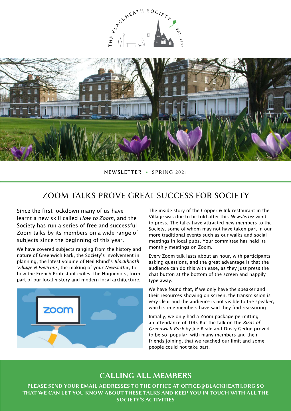 Zoom Talks Prove Great Success for Society