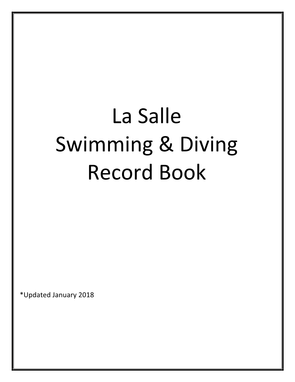 La Salle Swimming & Diving Record Book