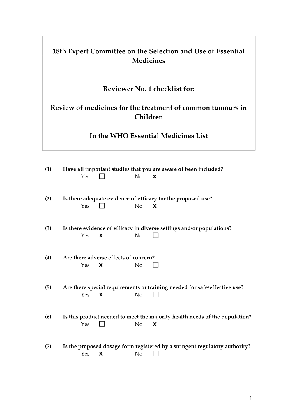 Review of Medicines for the Treatment of Common Tumours in Children