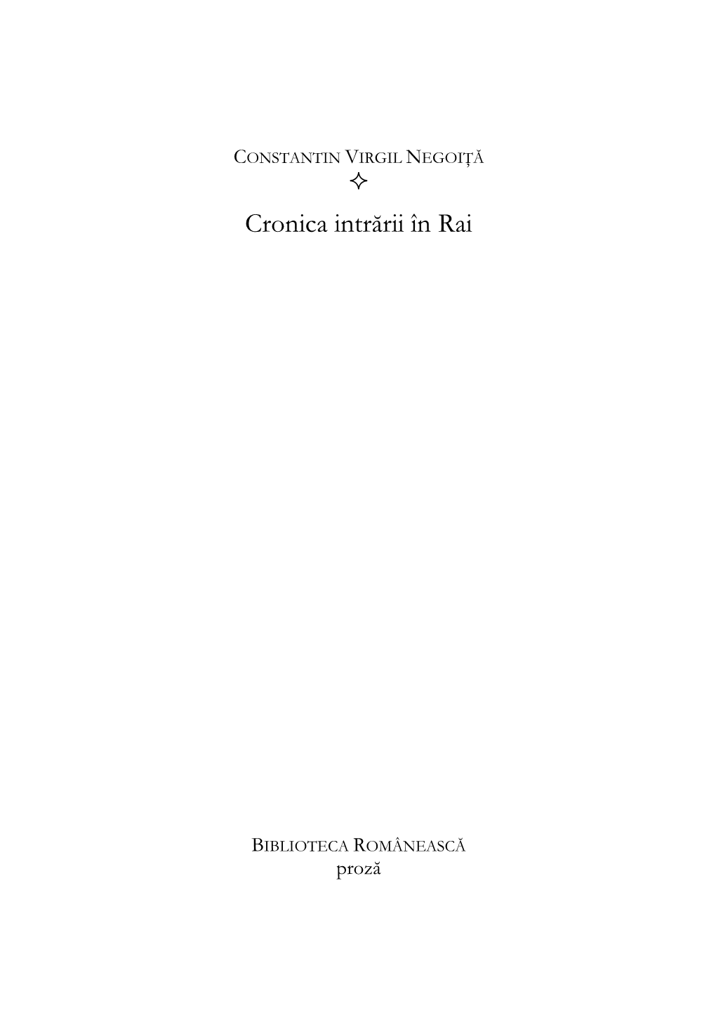 Cronica Intrării În Rai