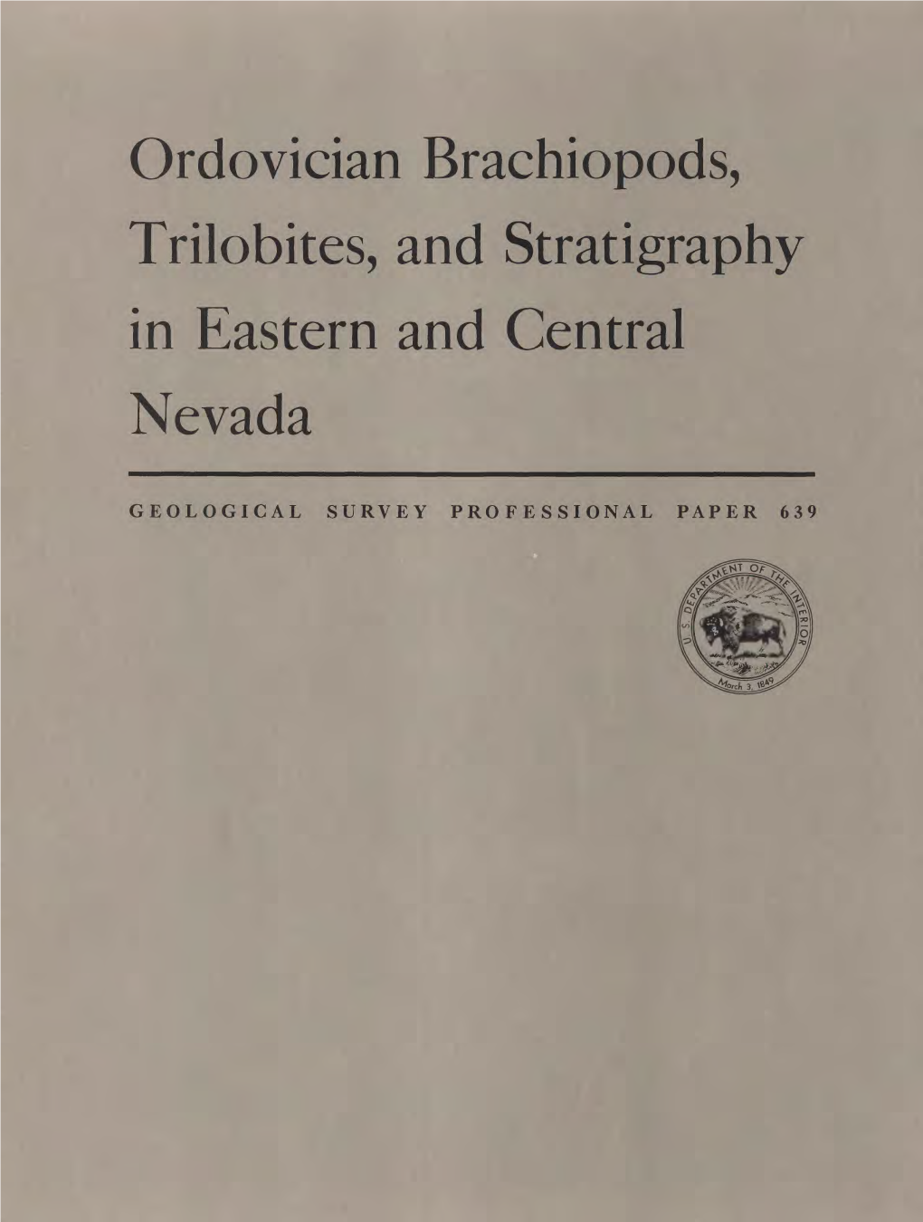 Ordovician Brachiopods, Trilobites, and Stratigraphy in Eastern and Central Nevada